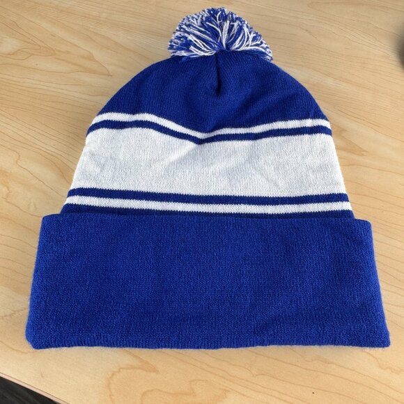 Macys Thanksgiving Day Parade Blue White Beanie Pom Pom Unisex Stretch Souvenir - Picture 3 of 7